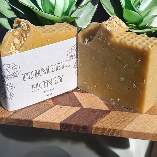 Turmeric Honey Body Bar,  Women's Scented Hand Soap, Cleanser, Fresh, Clean, Bath Bar, Subtle, Moisturizer,4.3 oz, by NailedInColor