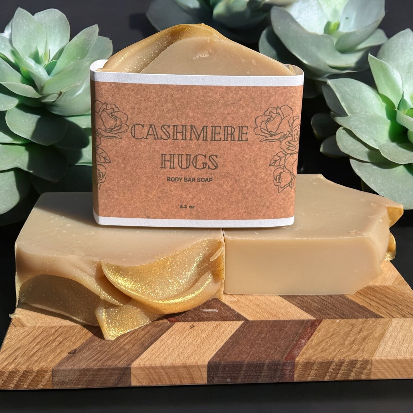 Cashmere Hugs Bath Soap, Scented Moisturizing Body Bar for Women's Skincare, 4.3 oz, Warm and Earthy. Gift Giving or Spa Basket