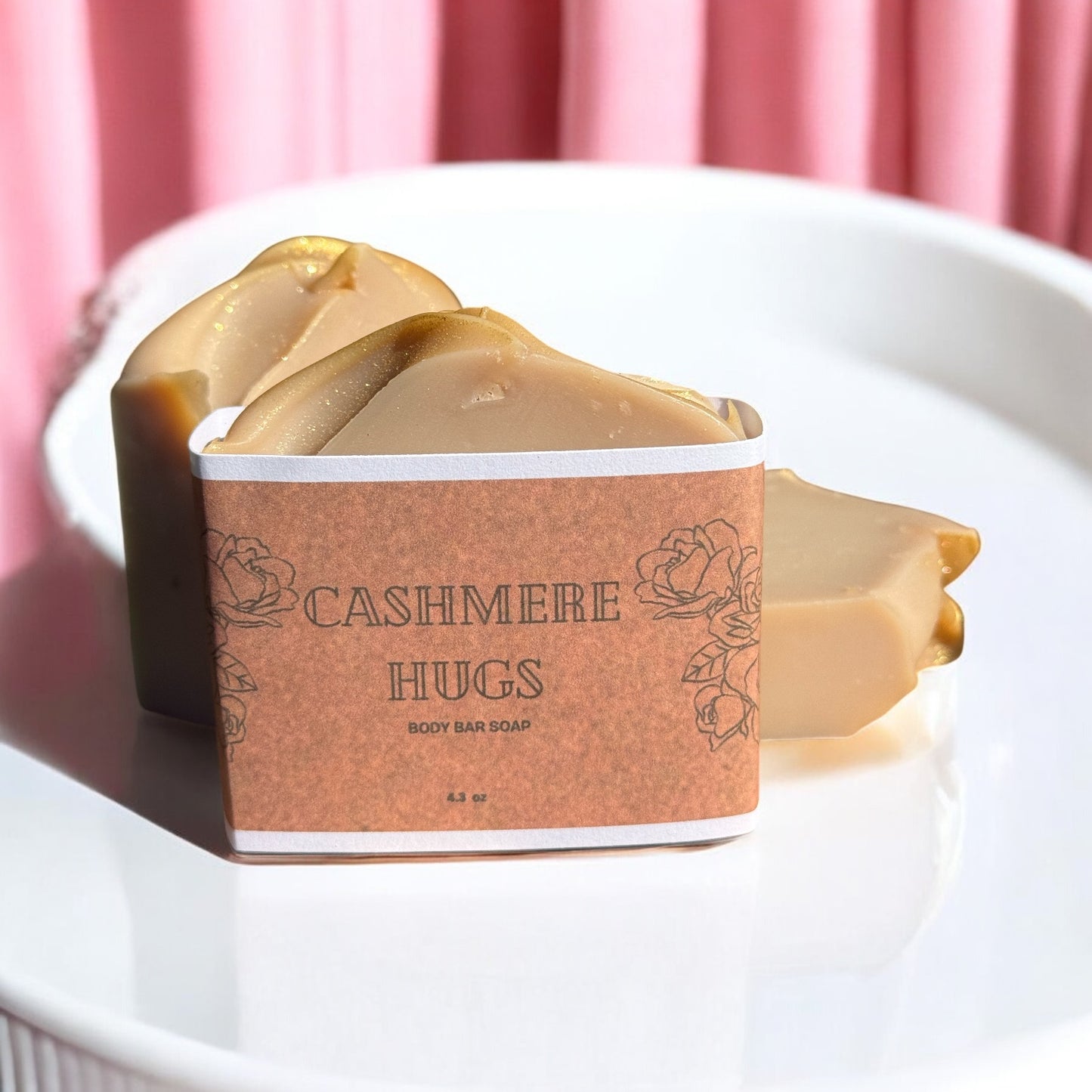 Cashmere Hugs Bath Soap, Scented Moisturizing Body Bar for Women's Skincare, 4.3 oz, Warm and Earthy. Gift Giving or Spa Basket