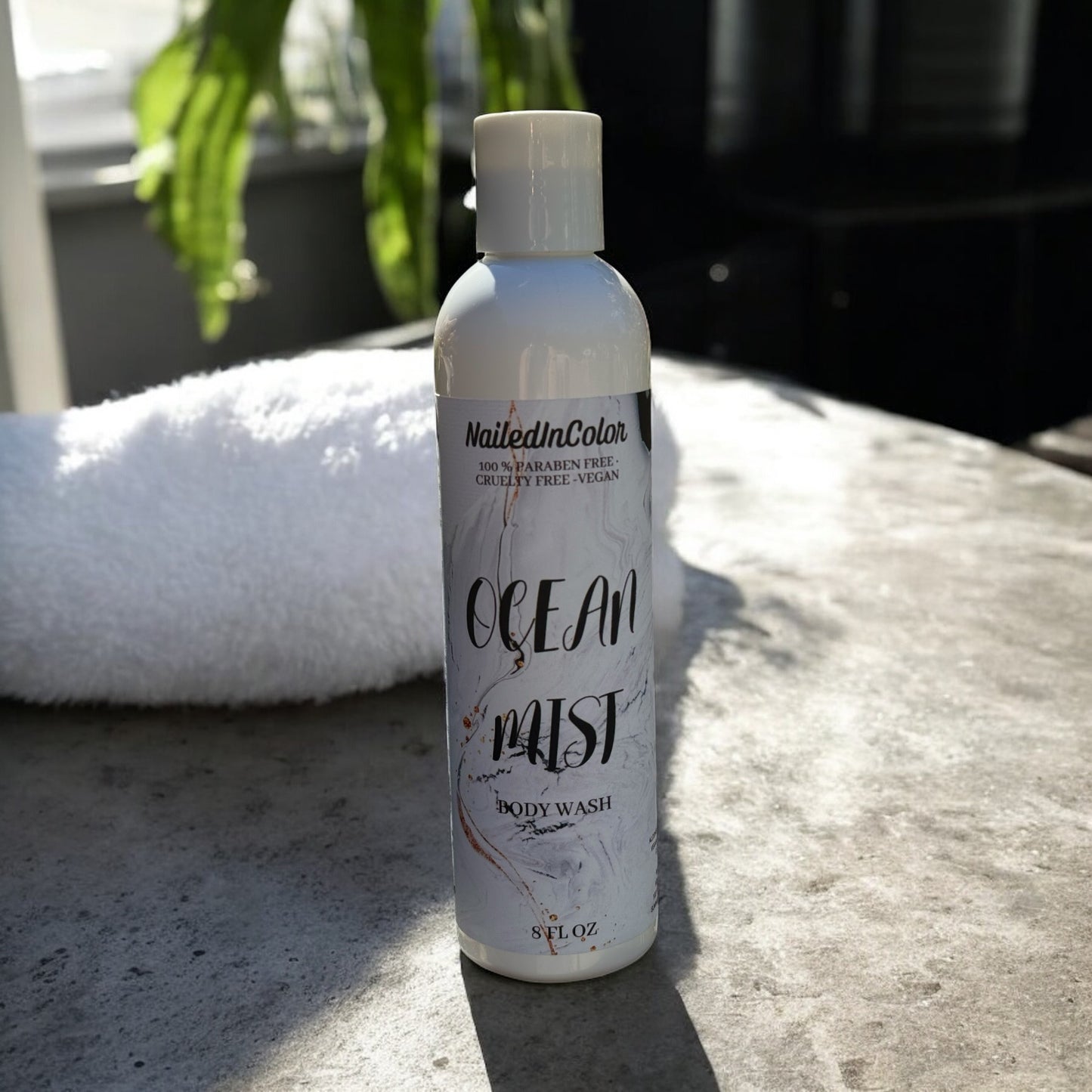 Ocean Mist Shower Gel – Clean & Fresh –  Skin-Calming Botanicals – Unisex Daily Body Wash – 8 Fl Oz – NailedInColor Skincare