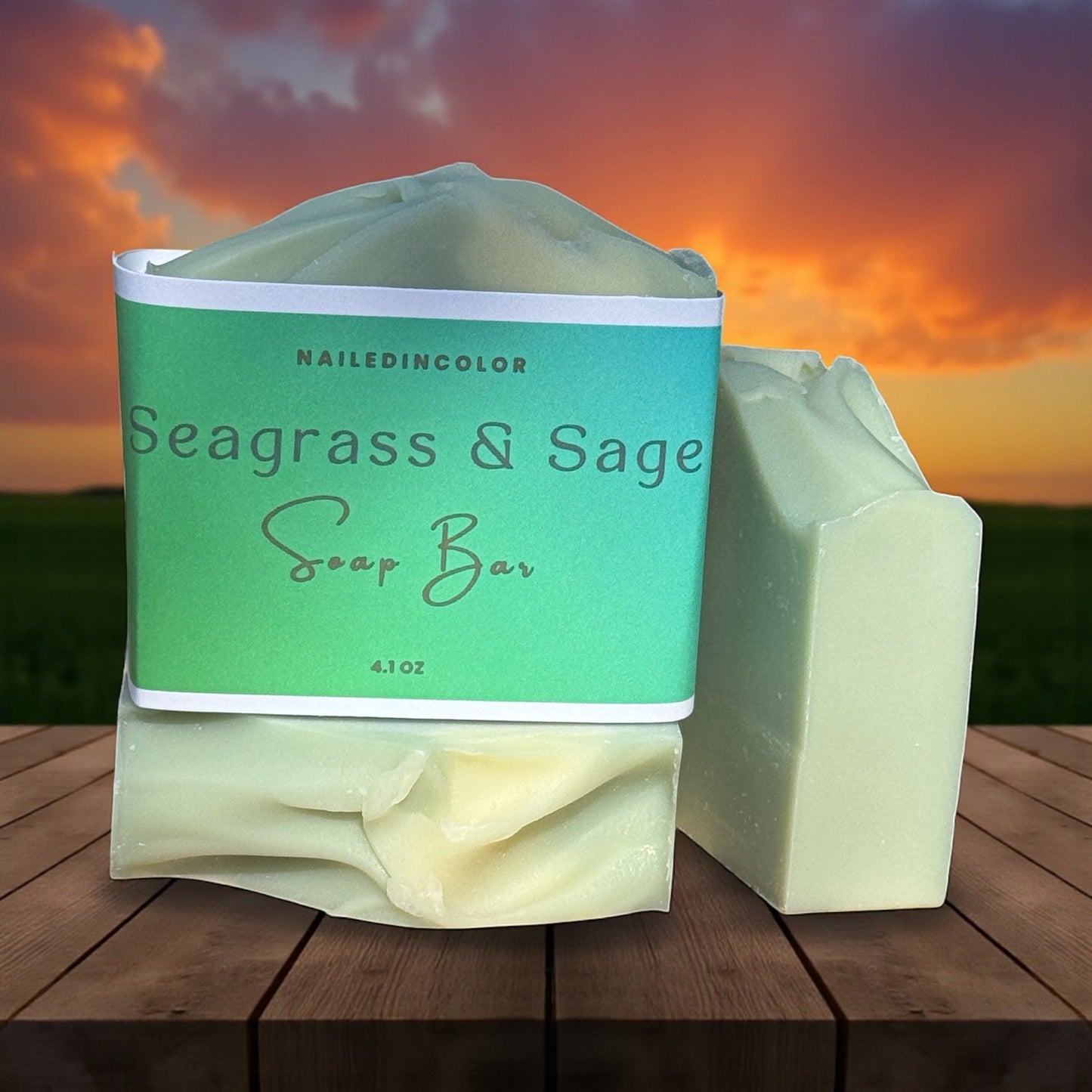 Seagrass & Sage Bar Soap by NailedInColor, Fresh Scent, Men, Women, Teens, Decor, Hand Soap