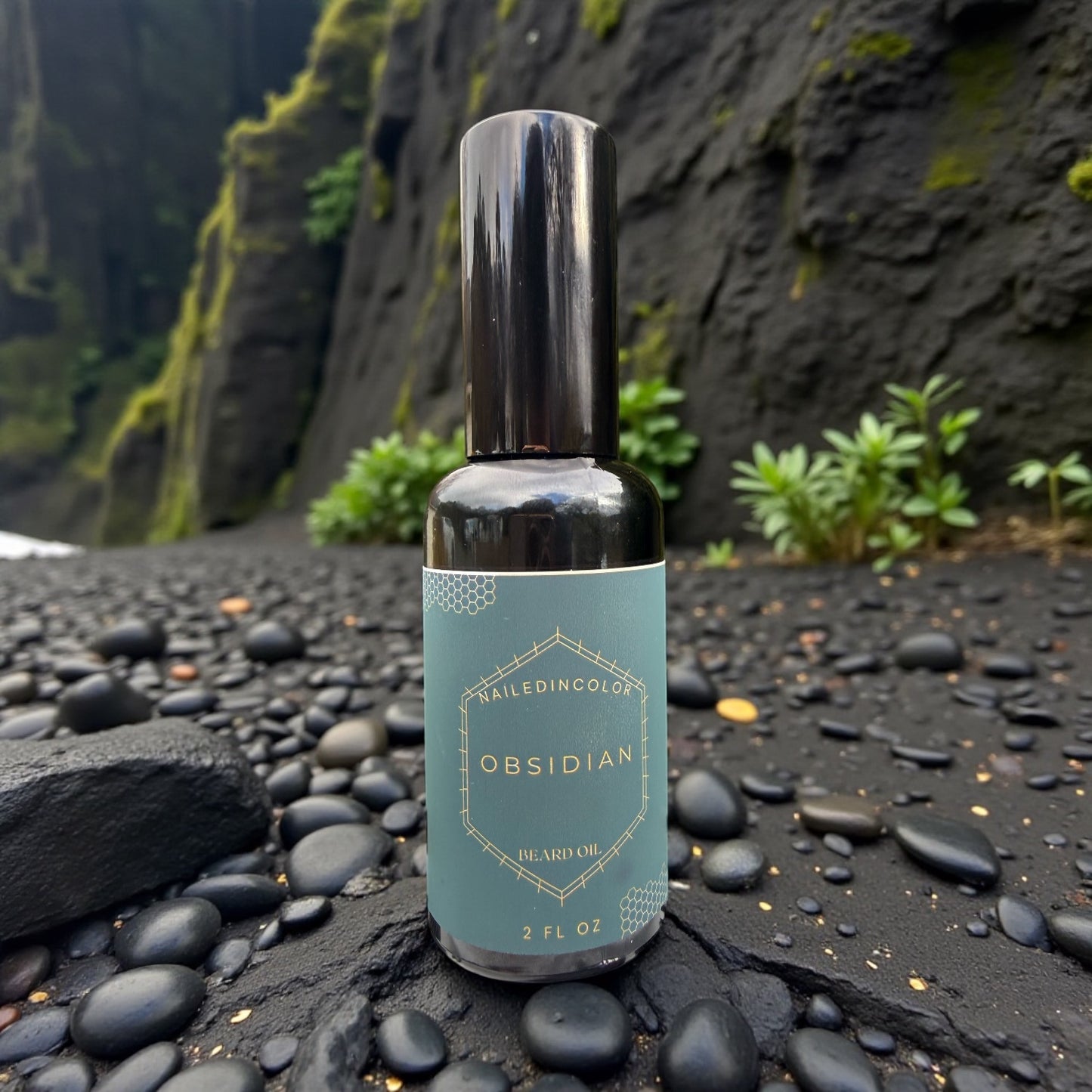 Obsidian Beard Oil for Men, Clean, Fresh, Grooming, Skin Protection, 2 Fl oz by NailedInColor