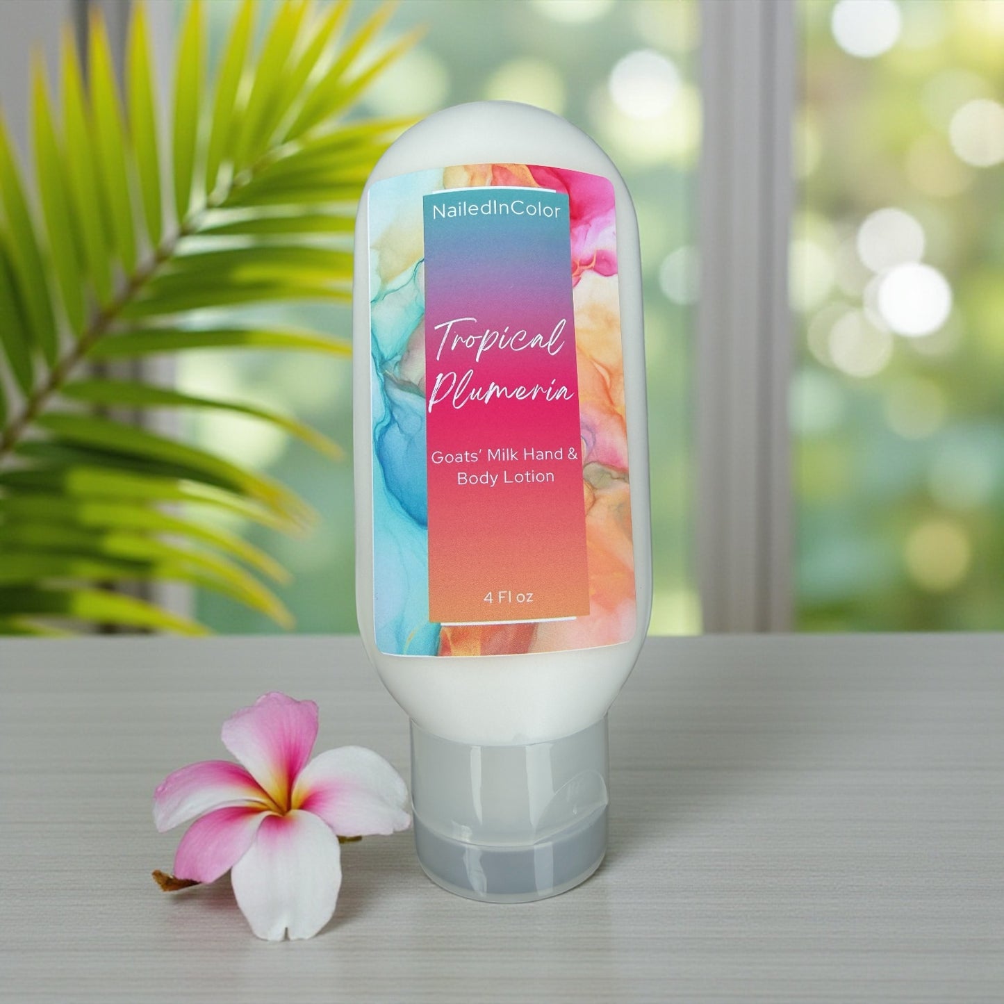 Tropical Plumeria Moisturizing Hand and Body Lotion, Goats' Milk, Nourishing, Women, Teens, Skin Care, 4 Fl oz by NailedInColor