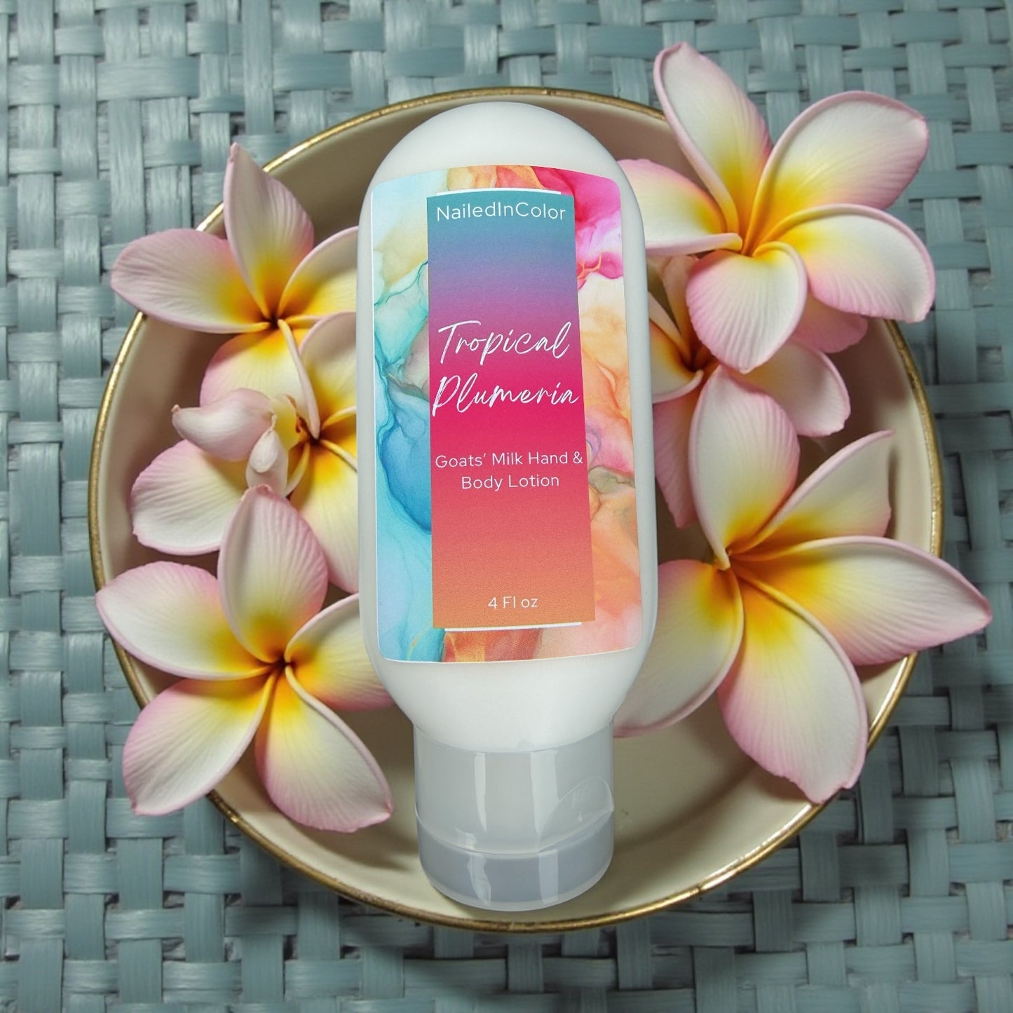 Tropical Plumeria Moisturizing Hand and Body Lotion, Goats' Milk, Nourishing, Women, Teens, Skin Care, 4 Fl oz by NailedInColor