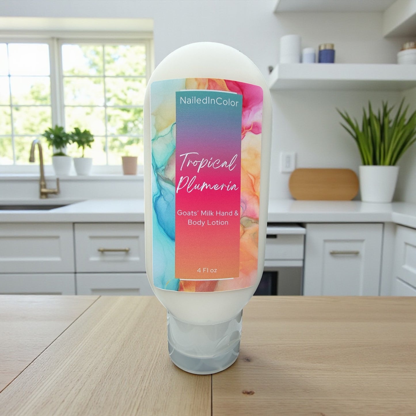 Tropical Plumeria Moisturizing Hand and Body Lotion, Goats' Milk, Nourishing, Women, Teens, Skin Care, 4 Fl oz by NailedInColor