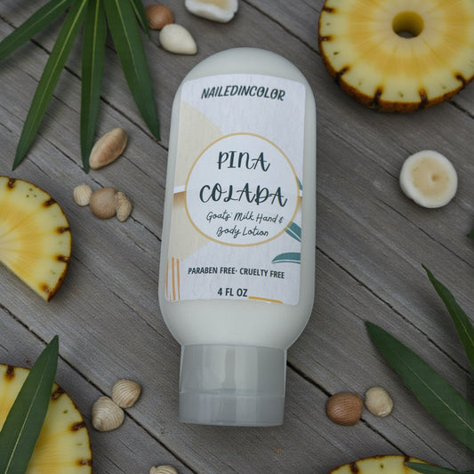 Pina Colada Goats' Milk Hand and Body Lotion, Women, Teens, Nourishing, Moisturize, Scented 4 Fl oz by NailedInColor