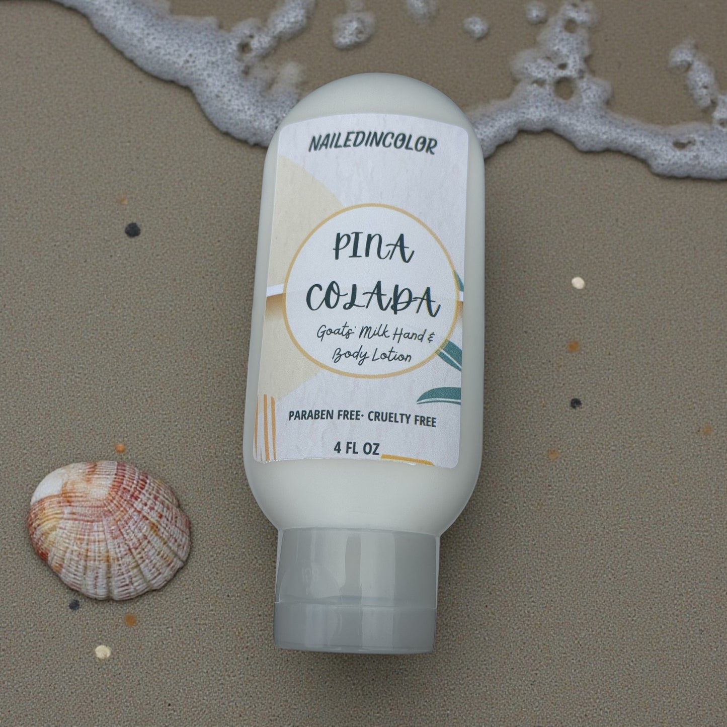 Pina Colada Goats' Milk Hand and Body Lotion, Women, Teens, Nourishing, Moisturize, Scented 4 Fl oz by NailedInColor