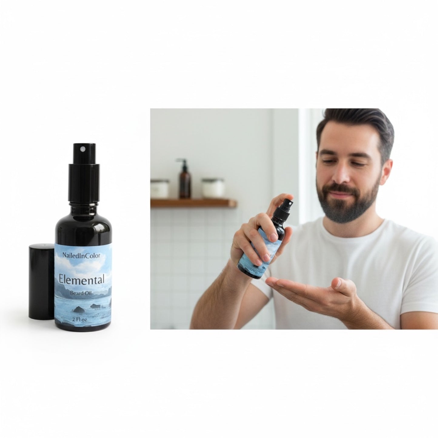 Elemental Beard Oil, Men's Scented Grooming Toiletry, Moisturizer, Skin Care, Alcohol Free, 2 Fl oz, by NailedInColor