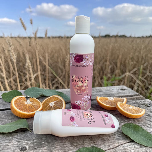 Orange Blossom Cashmere Body Set-4 oz Hydrating & Moisturizing Lotion & 8 oz Body Wash by NailedInColor-Soft Floral and Warm Scent
