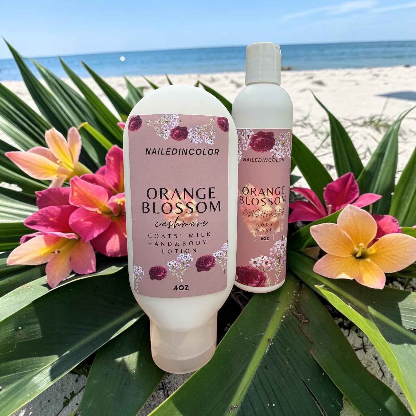 Orange Blossom Cashmere Body Set-4 oz Hydrating & Moisturizing Lotion & 8 oz Body Wash by NailedInColor-Soft Floral and Warm Scent