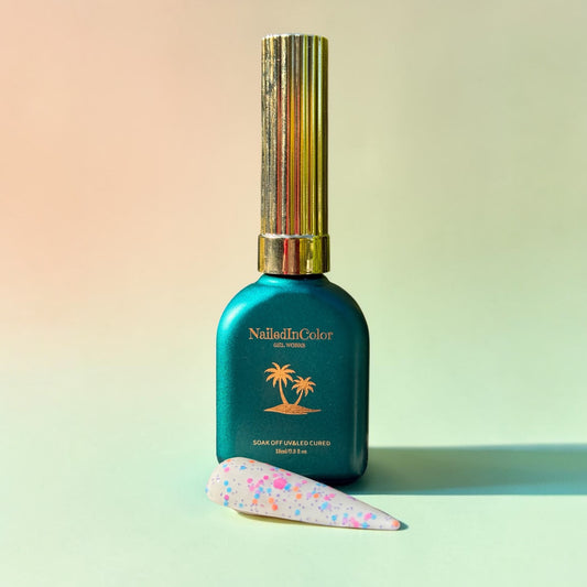NailedInColor  Gel nail polish bottle with a gradient background and a swatch