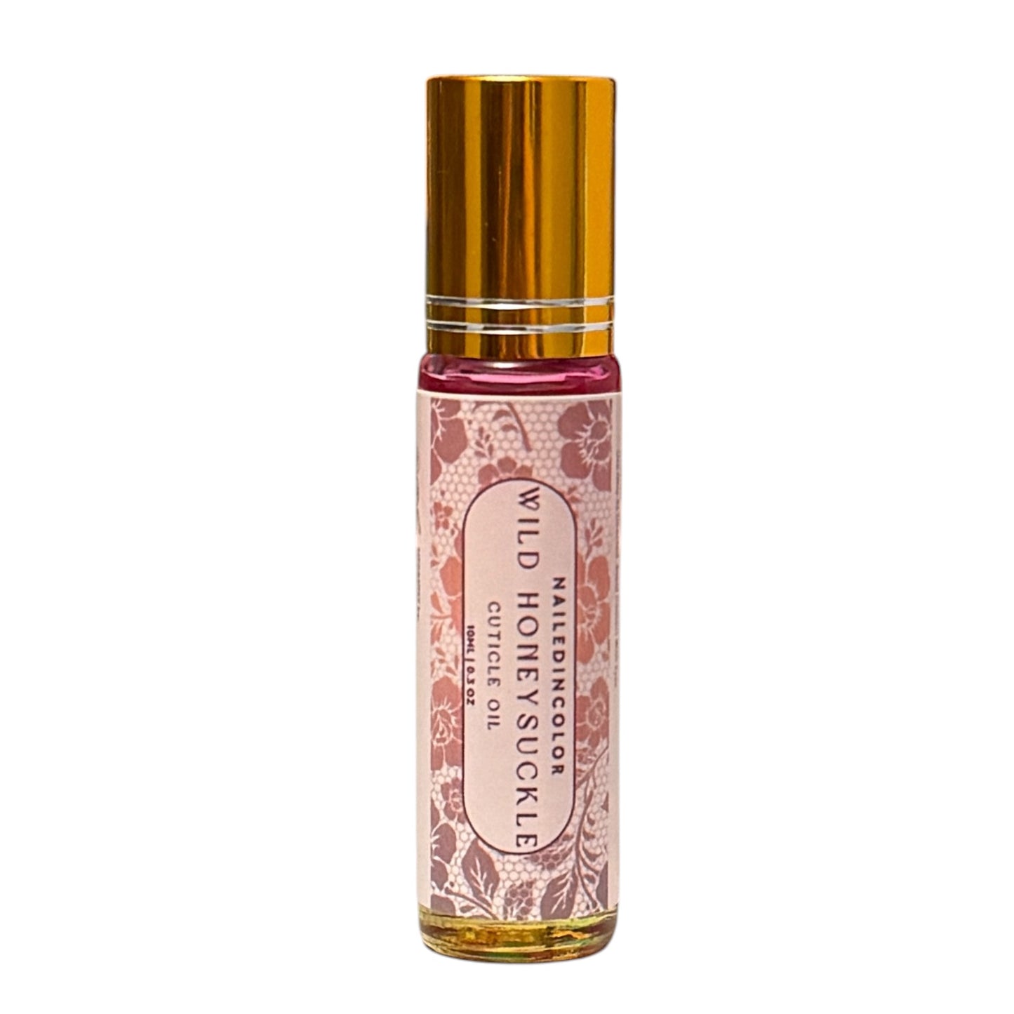 wild honeysuckle cuticle oil bottle with white background