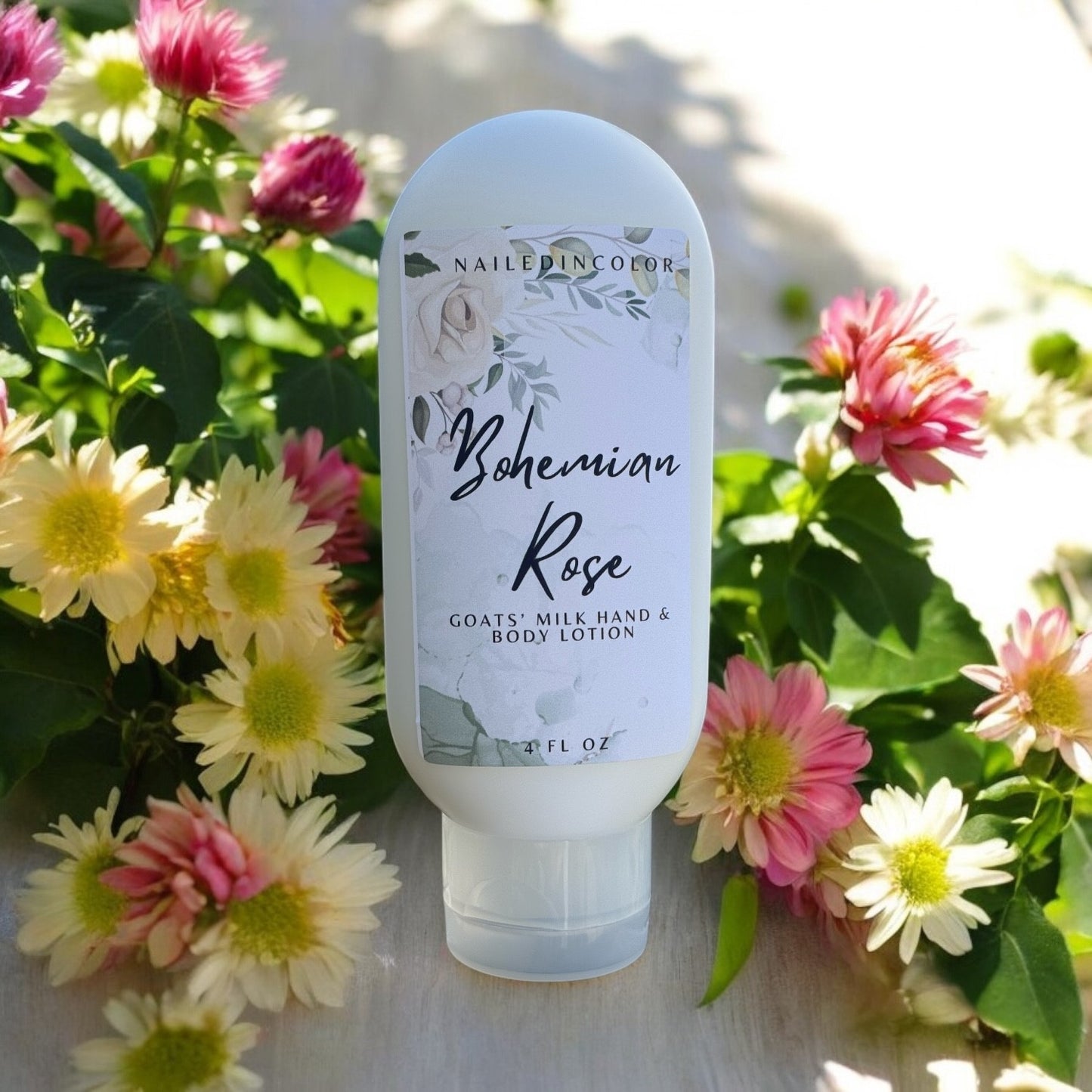 Bohemian Rose Goats' Milk Hand & Body Lotion by NailedInColor Scented Skin Care Women's Moisturizer Vitamin Enriched Lotion