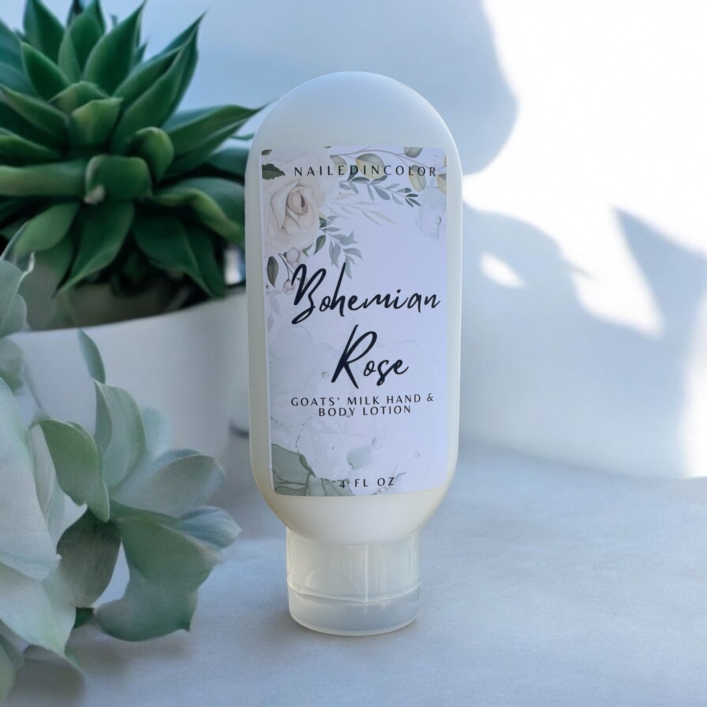 Bohemian Rose Goats' Milk Hand & Body Lotion by NailedInColor Scented Skin Care Women's Moisturizer Vitamin Enriched Lotion