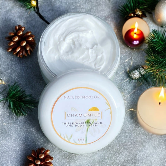 Triple Whipped Hand & Body Cream in Chamomile by NailedInColor Thick Moisturizer Scented Cream for Women