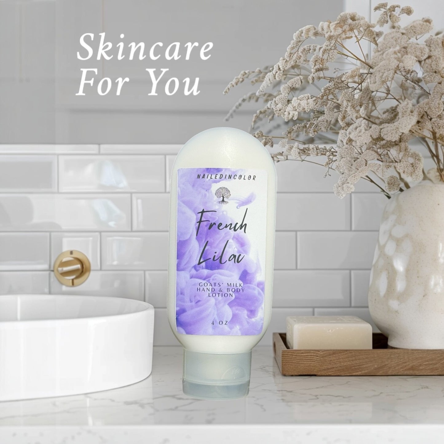 French Lilac Scented Hand & Body Lotion by NailedInColor Scented Skin Care Vitamin Enriched Moisturizer Women's Dry Skin Relief