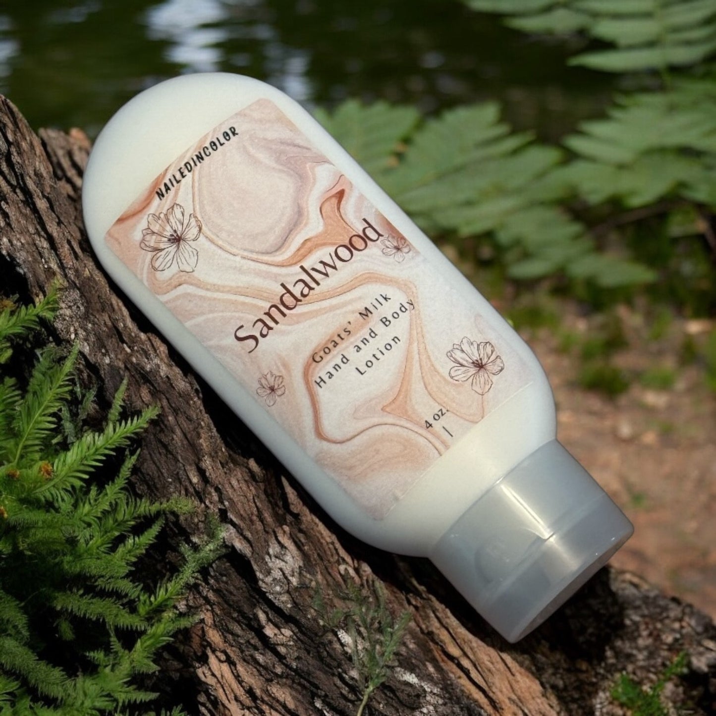Sandalwood Goats' Milk Hand & Body Lotion by NailedInColor Women's Scented Skin Care Health Moisturizer