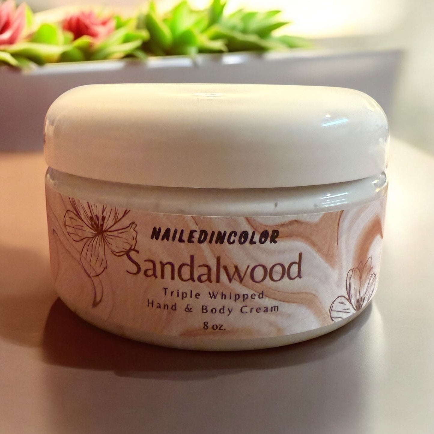 Thick Triple Whipped Hand & Body Cream in Sandalwood by NailedInColor Women's Thick Hand Cream Moisturizer