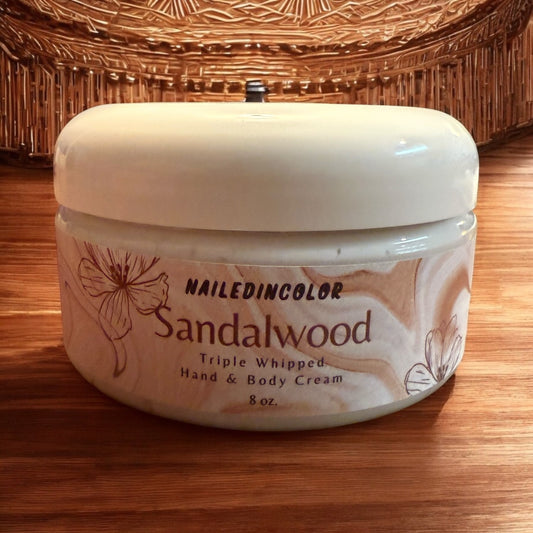 Thick Triple Whipped Hand & Body Cream in Sandalwood by NailedInColor Women's Thick Hand Cream Moisturizer