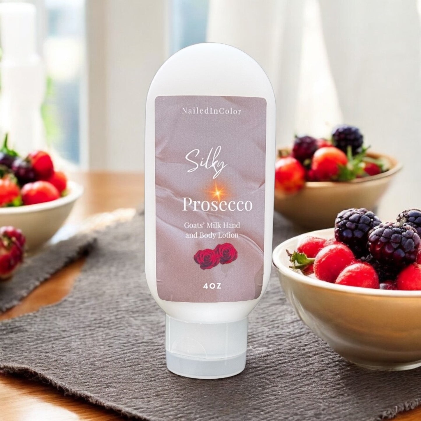 Silky Prosecco Goats' Milk Hand & Body Lotion by NailedInColor Softly Scented Women's Moisturizer Skin Care