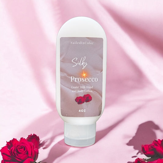 Silky Prosecco Goats' Milk Hand & Body Lotion by NailedInColor Softly Scented Women's Moisturizer Skin Care