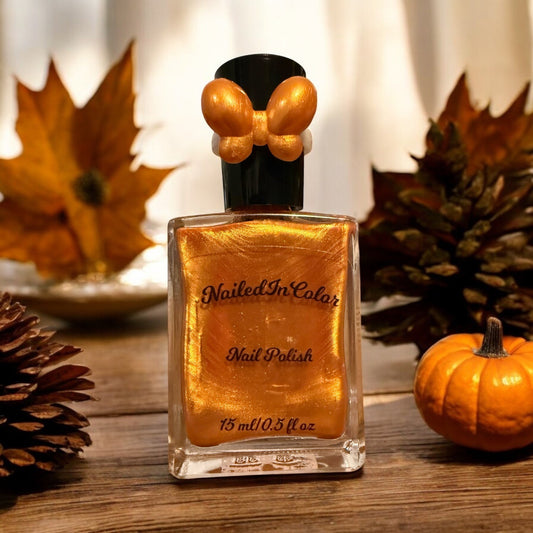 Southern Tea by NailedIInColor Shimmery Pumpkin to Gold Nail Polish Women's Nail Color Teens Summer Fall Shade