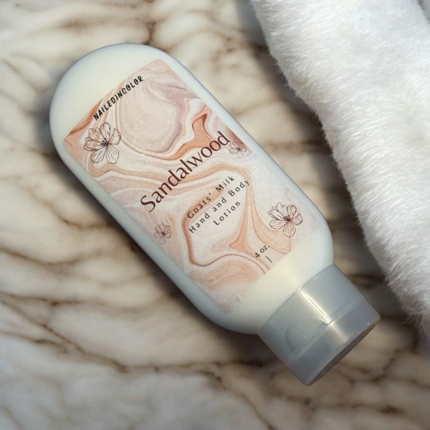 Sandalwood Goats' Milk Hand & Body Lotion by NailedInColor Women's Scented Skin Care Health Moisturizer